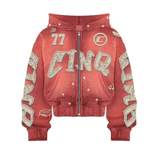 "CINQ" 77 STARLIGHT HOODIE RED