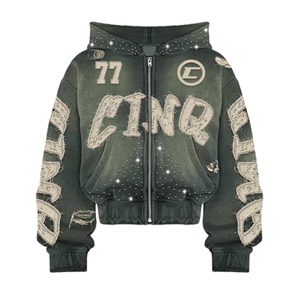 "CINQ" 77 STARLIGHT HOODIE GREY